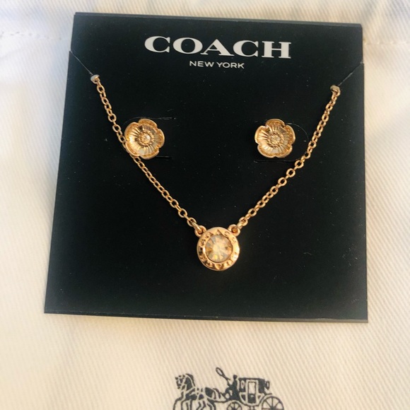 Coach Rose Gold Necklace & Earring Set - Picture 7 of 9